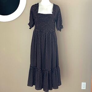 eShakti Wayward Fancies Polka Dot Midi Dress | Large Fall-Ready - 12 / L
